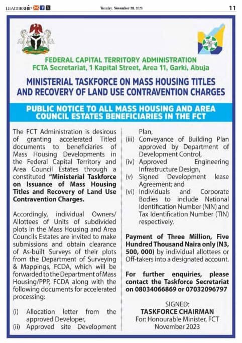Public Notice On Mass Housing Titles